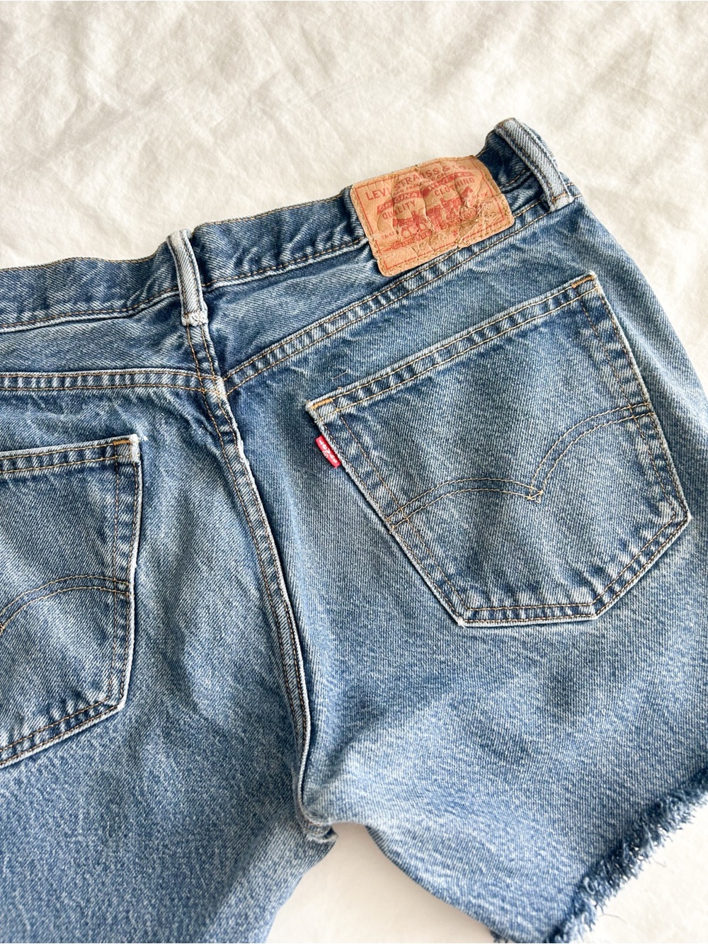 Levi's Blue Denim Cutoff Shorts with Red Tab